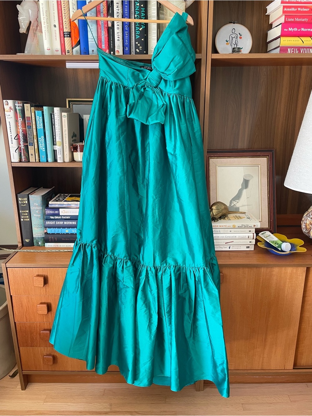 Atsu one shoulder tiered midi dress with bow detail